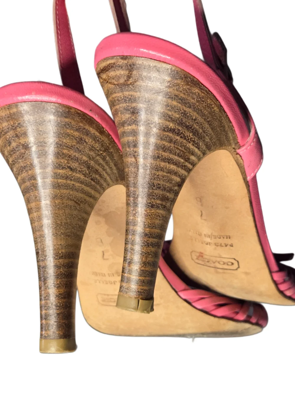 Y2k Coach Pink Bow Leather Ankle-Strap Heel Sandal!